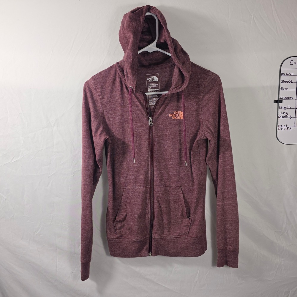 The North Face Full Zip Hoodie Womens Small Burgundy Excellent Heathered 719